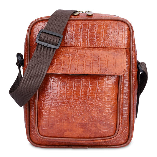 Penelope Faux Leather Sling Bag - Stylish, Adjustable Strap, Cell Phone Holder | 6L Capacity | Tan