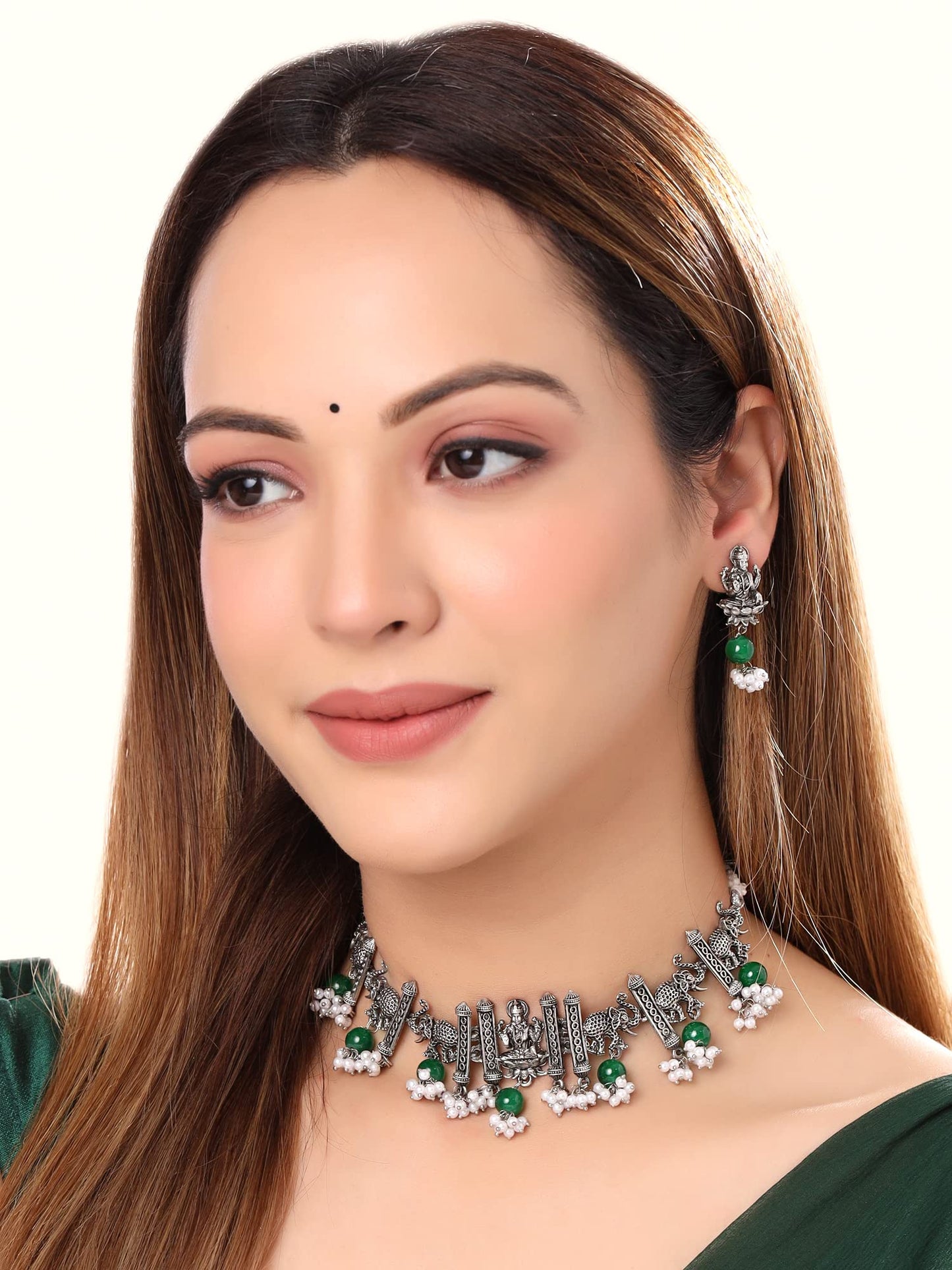 Yellow Chimes oxidised necklace set - stylish addition to traditional wear