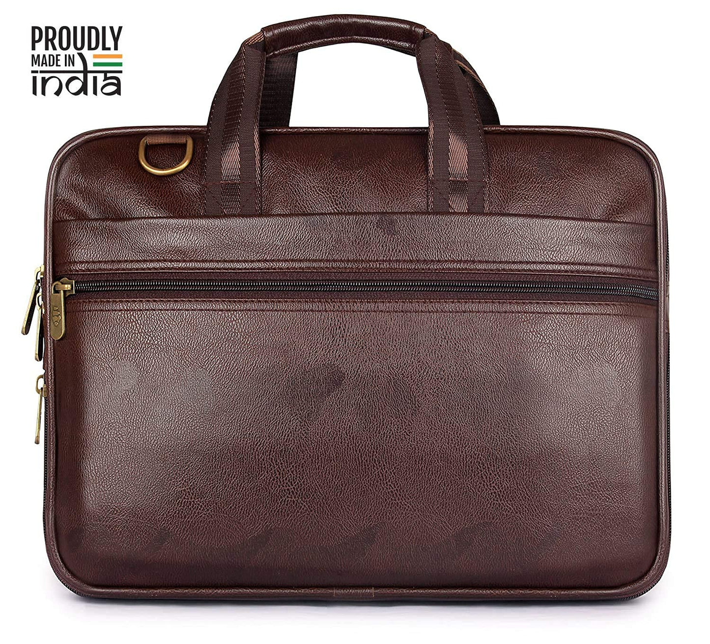 Elegant Laptop Bag - Water Resistant, Synthetic Leather | Adjustable Strap | Fits up to 15.6 inch | Brown