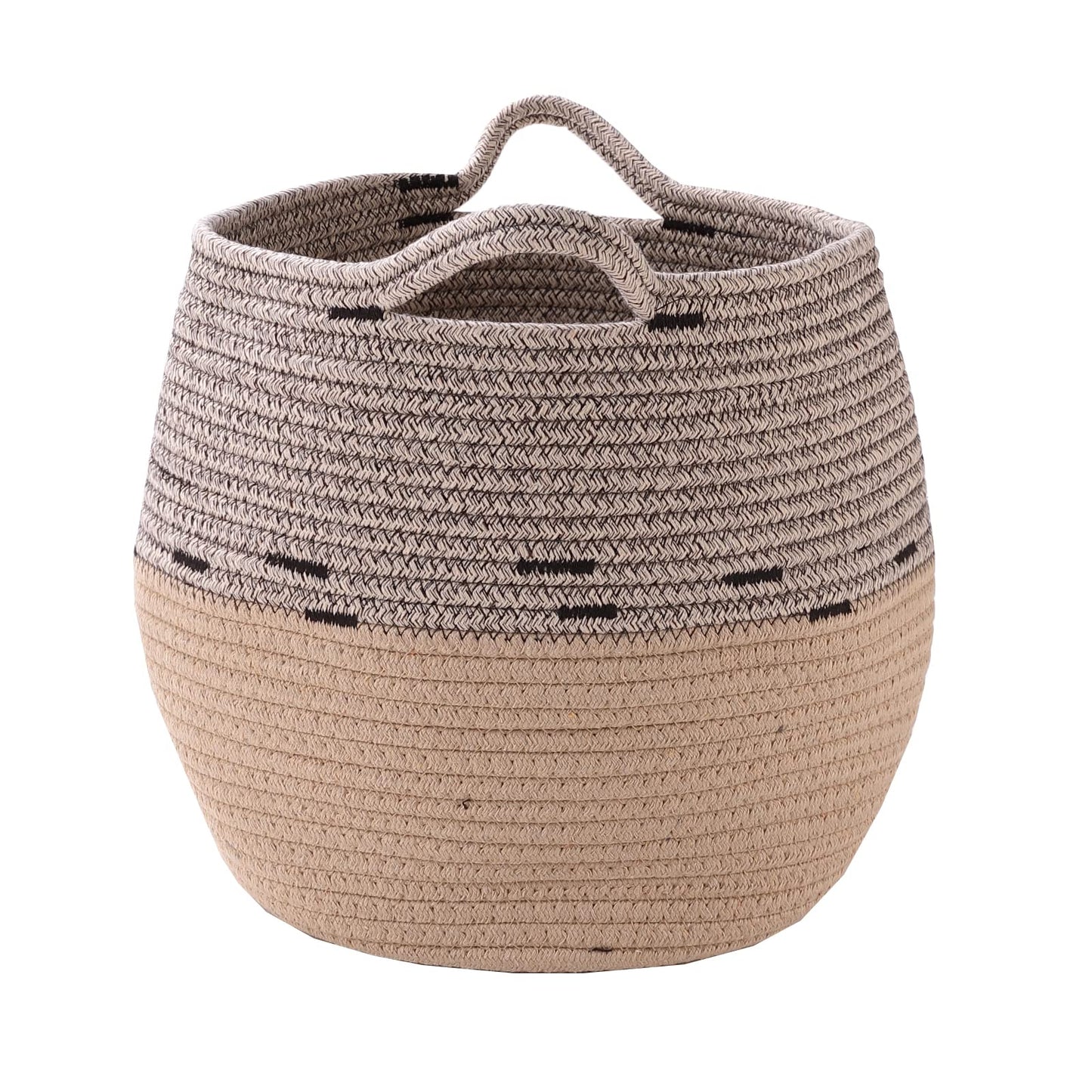 Cotton Woven Storage Basket - Sturdy Organizer for Toys & More | 22L | Beige | Round Design for Living Room