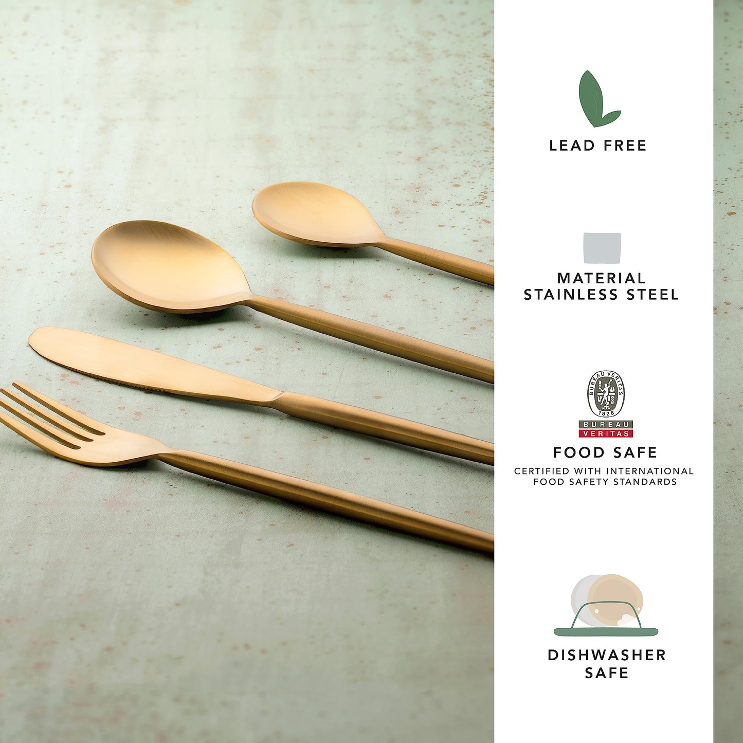 Ellementry Aura Gold Cutlery Set - Dining Table Setup
