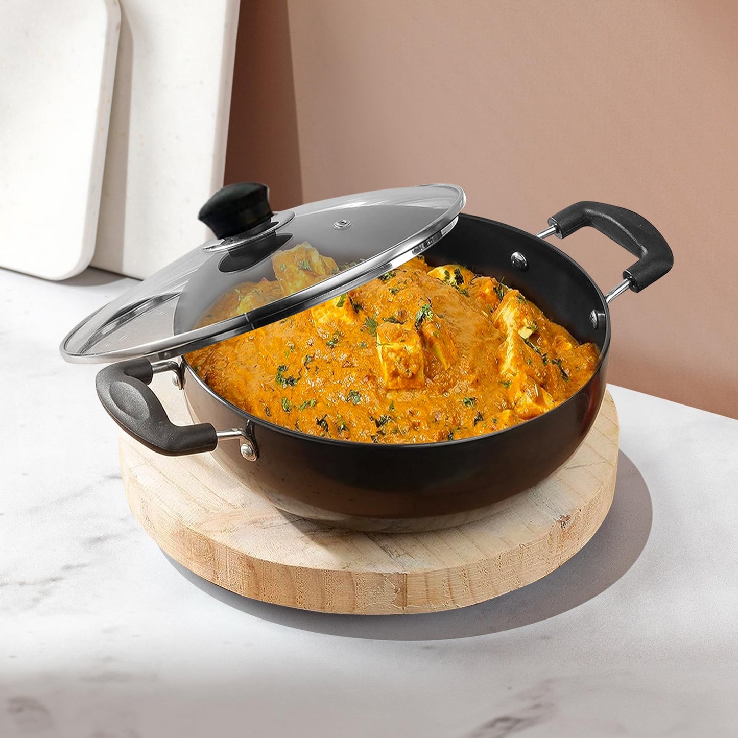 SAVYA HOME Hard Anodised Kadai - Easy to clean non-stick surface