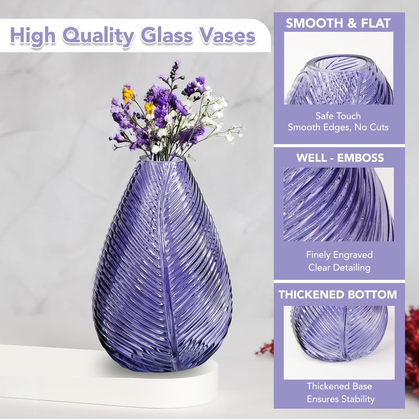 Ekhasa 100% Crystal Glass Vase Flower Pot for Home Decoration | Center Table Decorative Items | Thickened Transparent Glass Vase for Flowers. Bookshelf, Dinner Table, Office Desk & Premium Gift