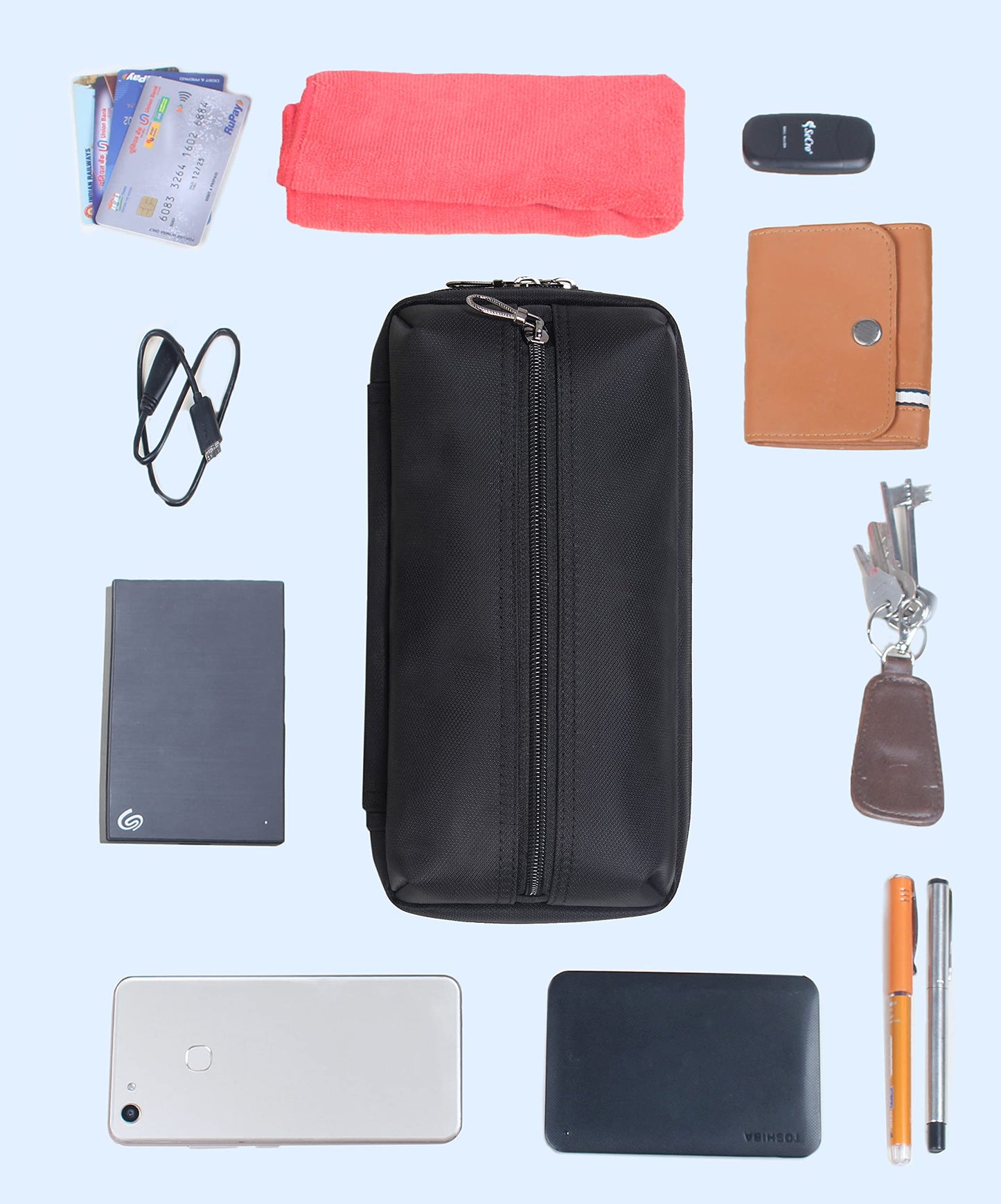 Unisex Travel Crossbody Sling Bag - Water Resistant, Polyester | Adjustable Strap | Compact Size | Black