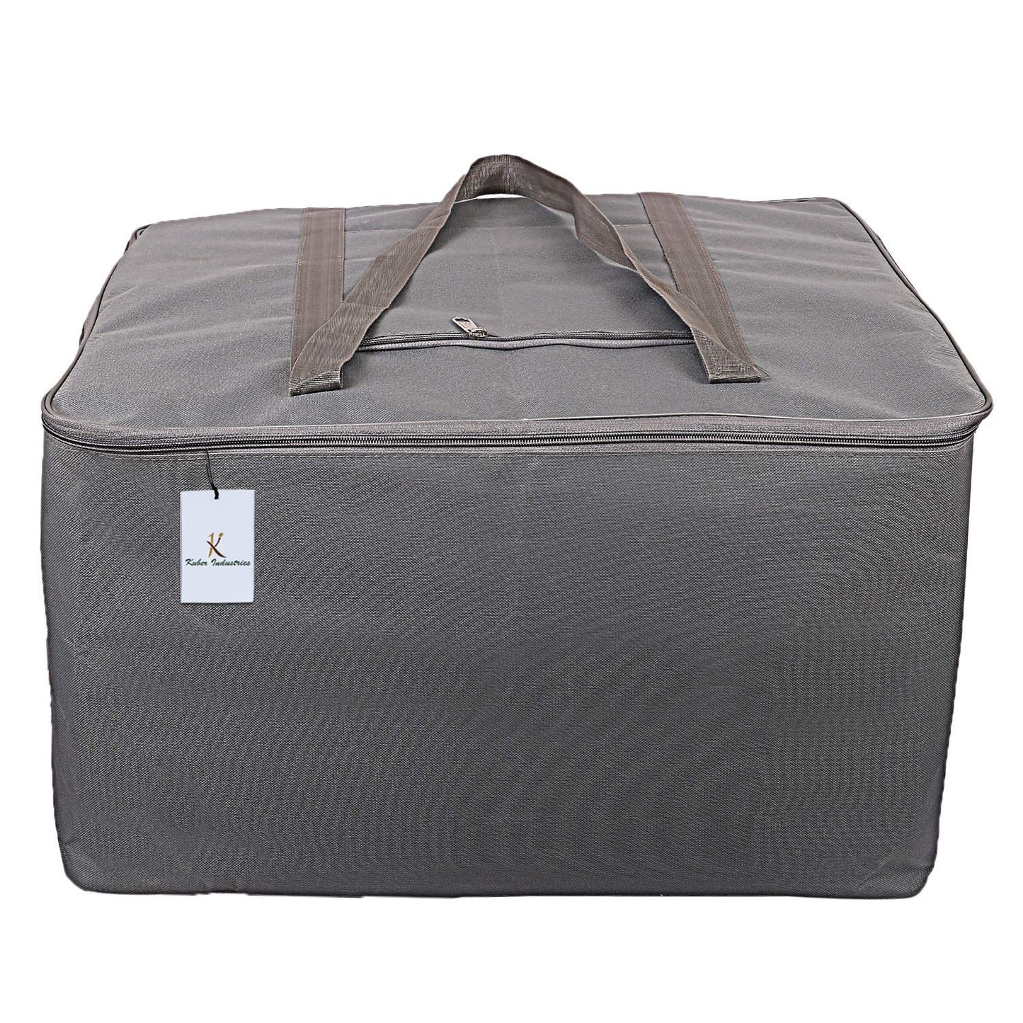 Pack of 2: Underbed Storage Bags - Moisture Proof, Zipper Closure | 42x10x1 cm | Grey | For Home Organization