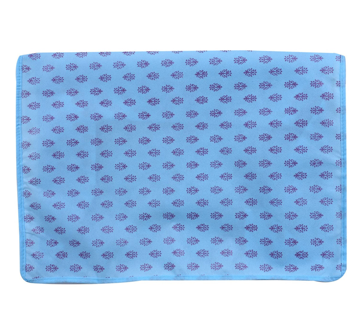 Pack of 6: Floral Print Non-Woven Foldable Saree Covers | Durable | 45 x 32 x 23 cm | Sky Blue