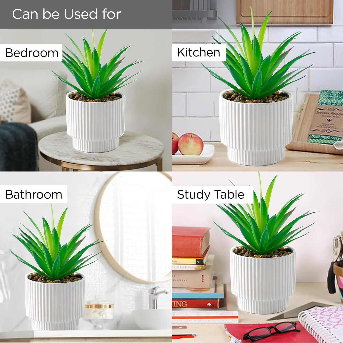 UMAI Artificial Plants for Home Decor with Pot | Aesthetic Room Decor Items for Living Room, Bedroom, Hall | Fake Plants for Office, Reception Area | Green Pineapple Leaf for Home Decor Items