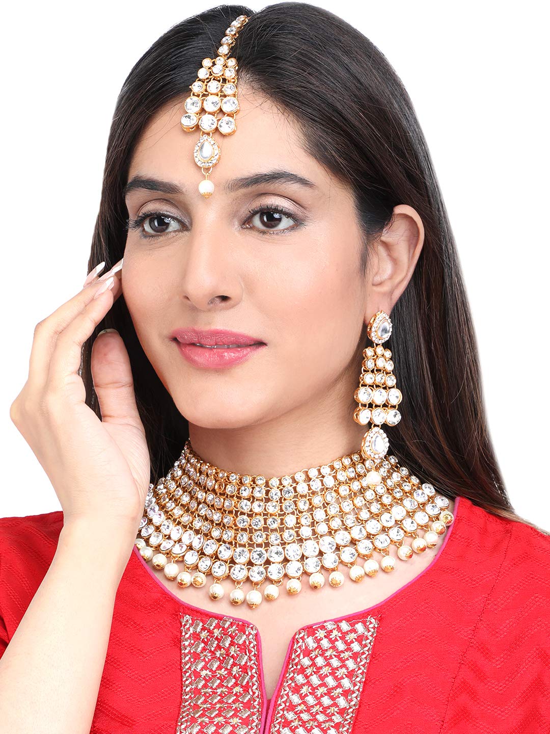Yellow Chimes kundan pearl earrings - festive outfit
