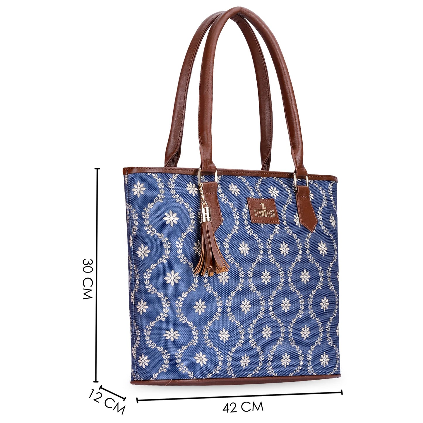 Handicraft Fabric Handbag for Women - Stylish Printed Design | Shoulder Tote Bag | Royal Blue