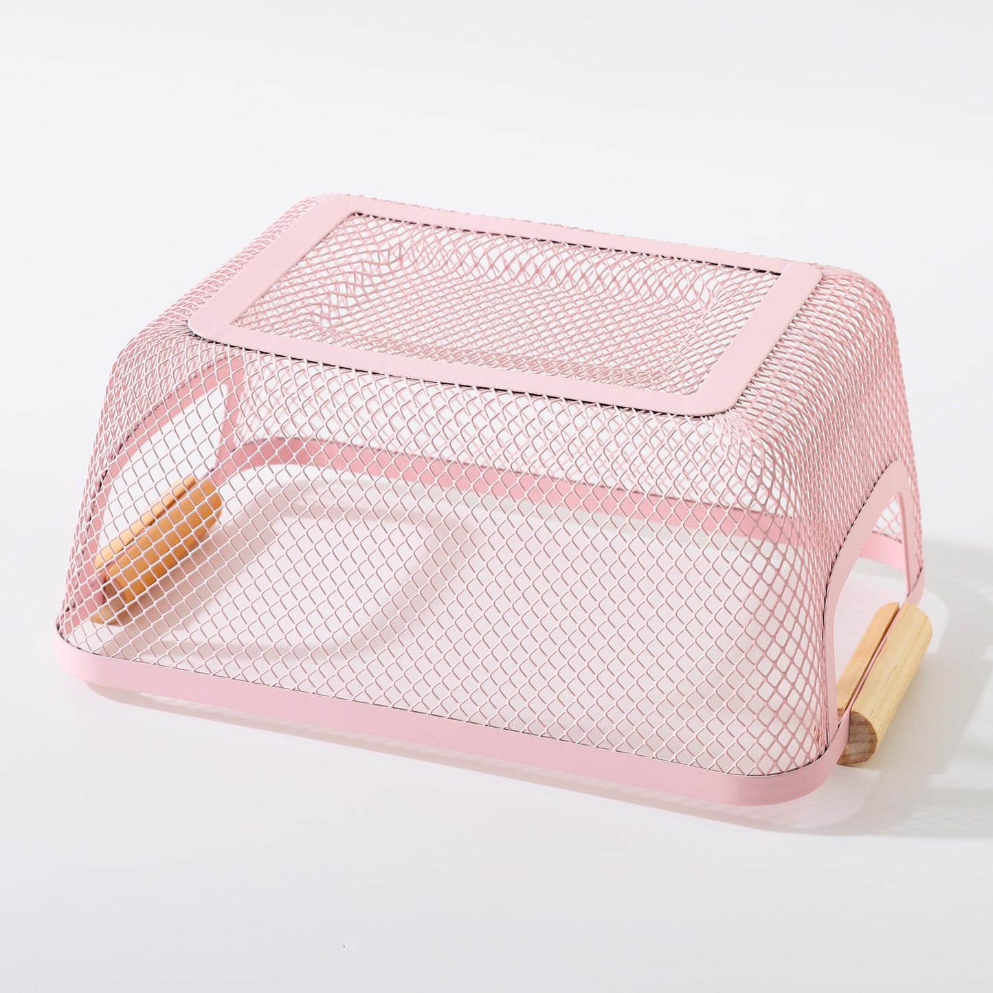 UMAI Metal Mesh Basket for Storage with wooden handle | 280 gm | Fruit basket and vegetable basket for kitchen | Kitchen Organizer | Baskets for organizing home & kitchen | Multipurpose | Pink