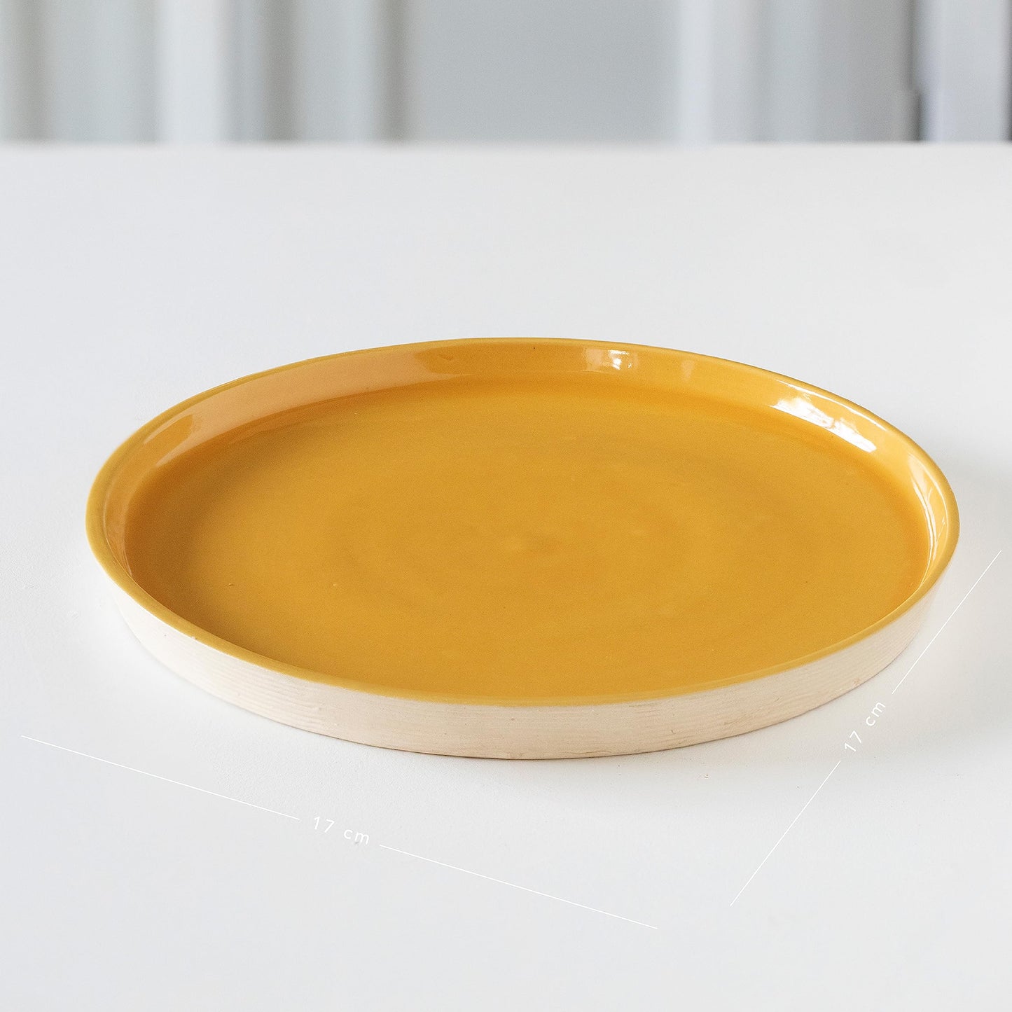 Ellementry Amber Love Ceramic Side Plate| Dishwasher & Microwave Safe | Food Grade | Dinnerware | Bone-Ash Free | Crockery for Dining & Gifting | Kitchen Accessories Items