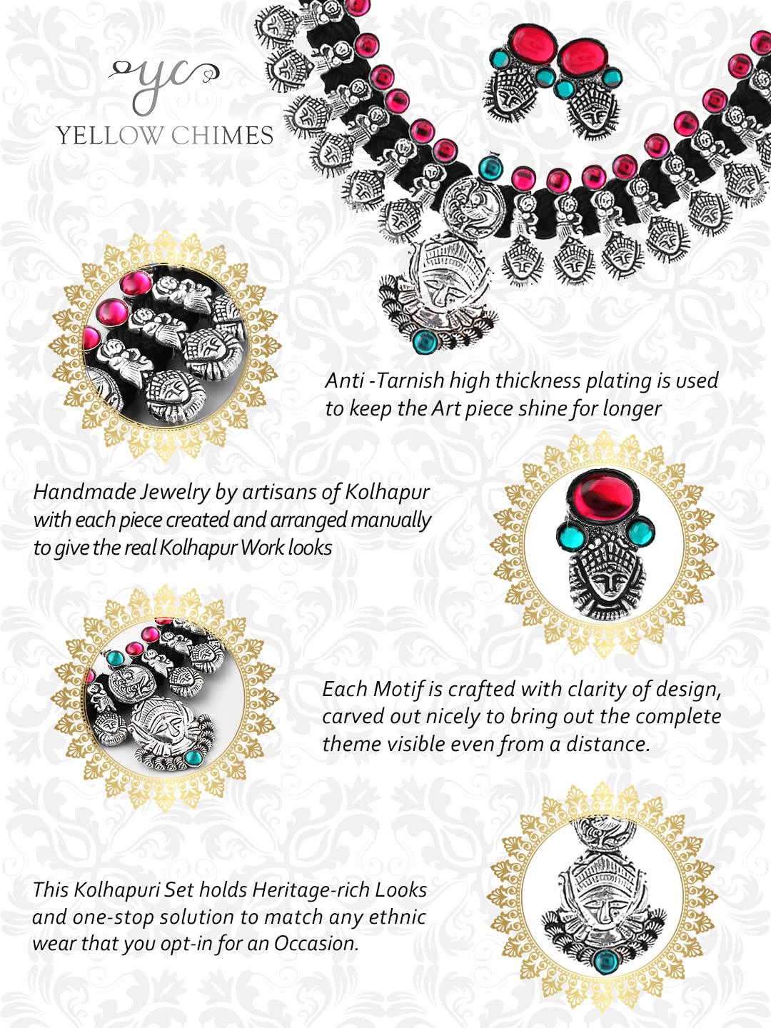 Yellow Chimes Durga Ma necklace - traditional art