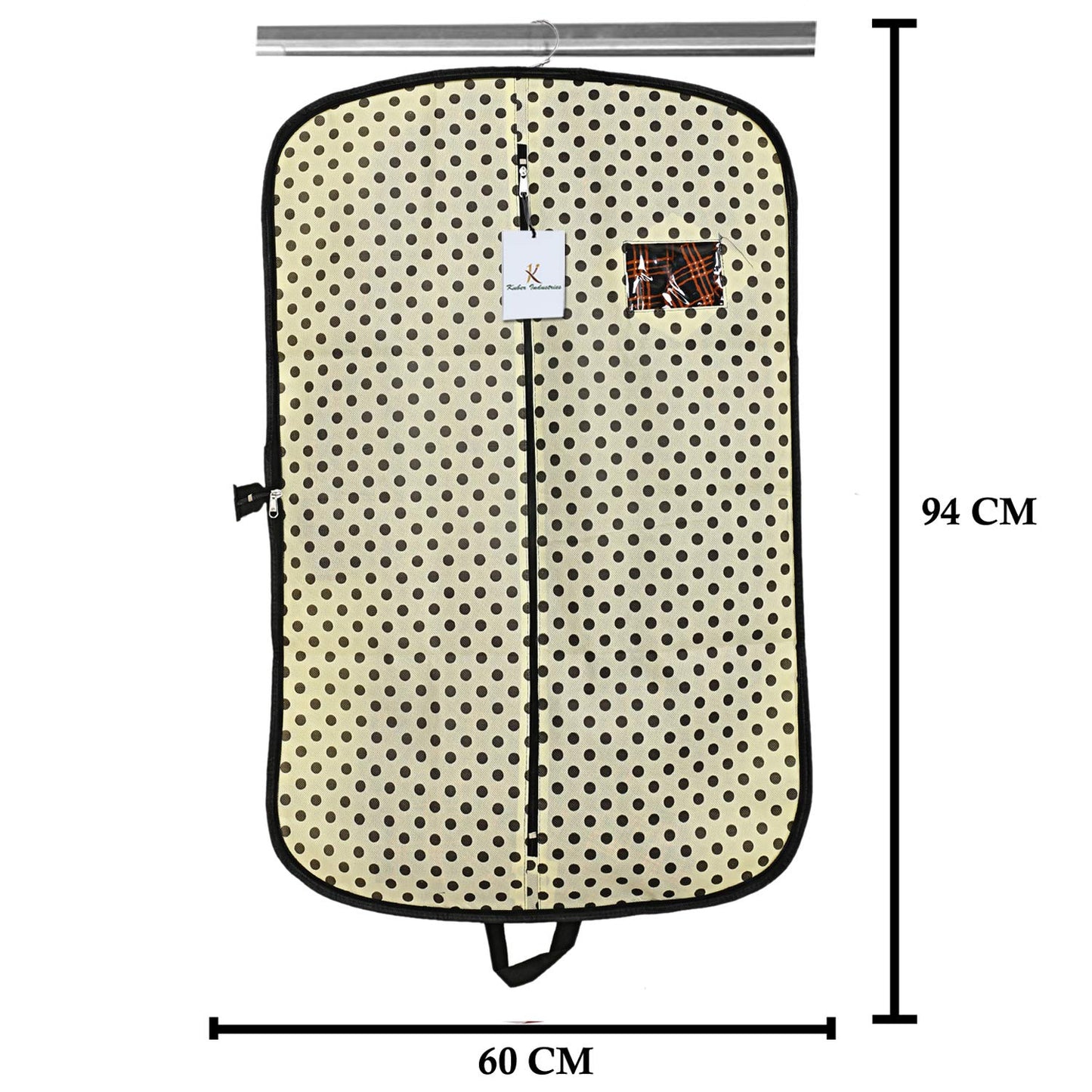 Kuber Industries Foldable Polka Dots Design Non Woven Coat Cover, Cream (CTKTC2416)