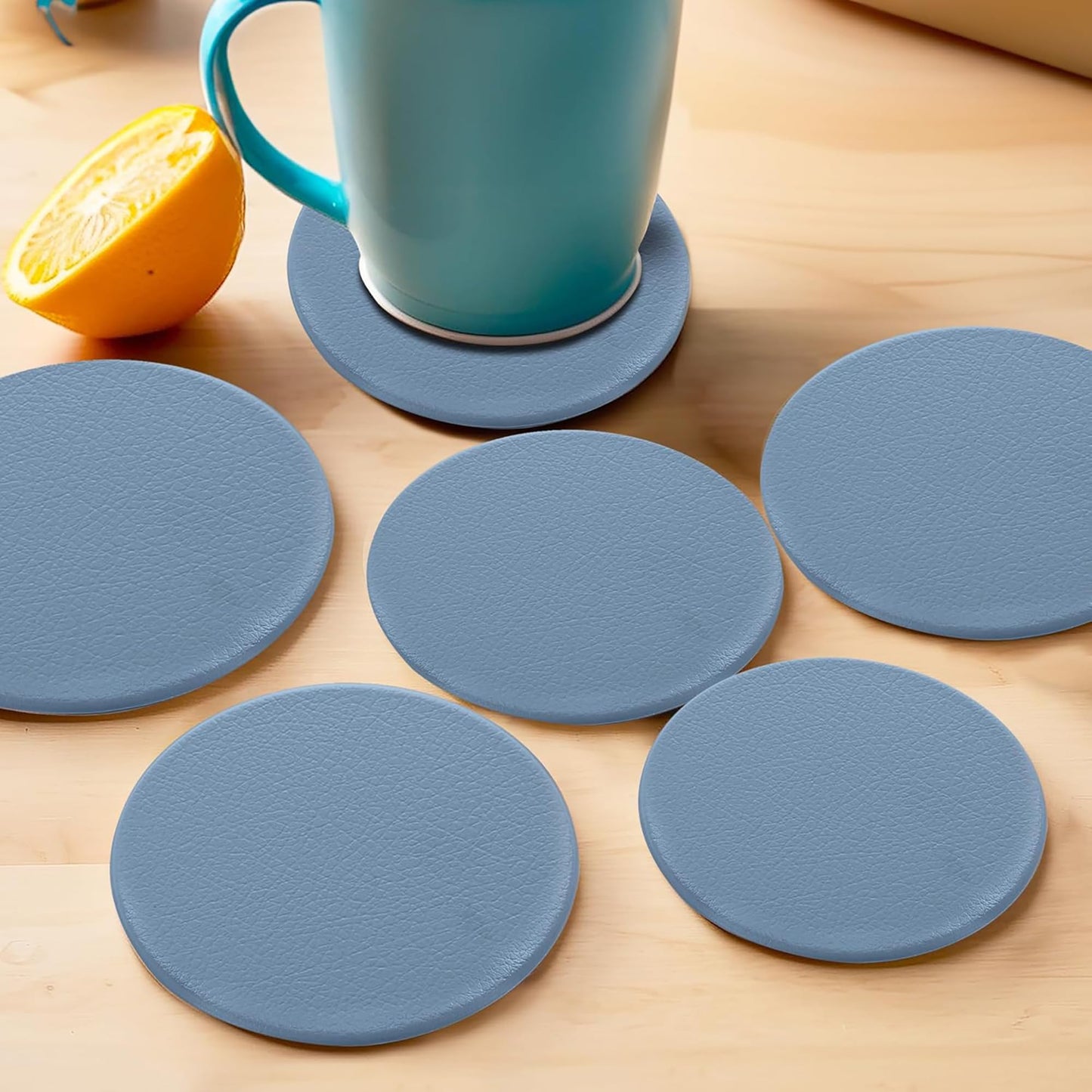 Combo: 18 Pcs Anti-Skid Tea Coasters - Round Tea Cup & Glass Covers | For Teapoy & Center Table | Blue