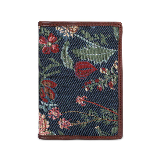 Glamour Fold Passport Wallet - Lightweight, Compact, Spacious | Card Holder | Bi-Fold | Navy Blue Floral