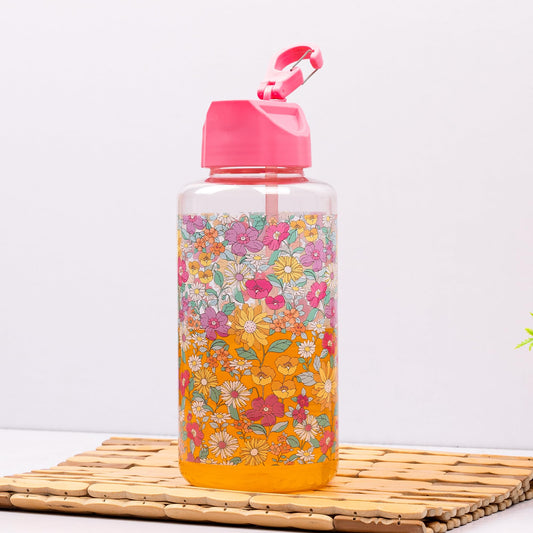 Pack of 1: Non-Toxic Leak Proof Plastic Sipper Water Bottle - Flip-Top Lid & Straw | 1 Liter | Pink