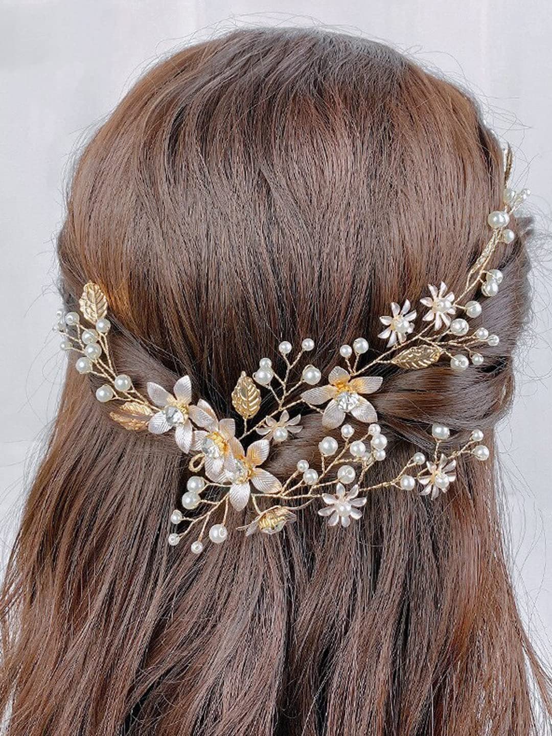 Yellow Chimes metal hair vine - bridal photoshoot