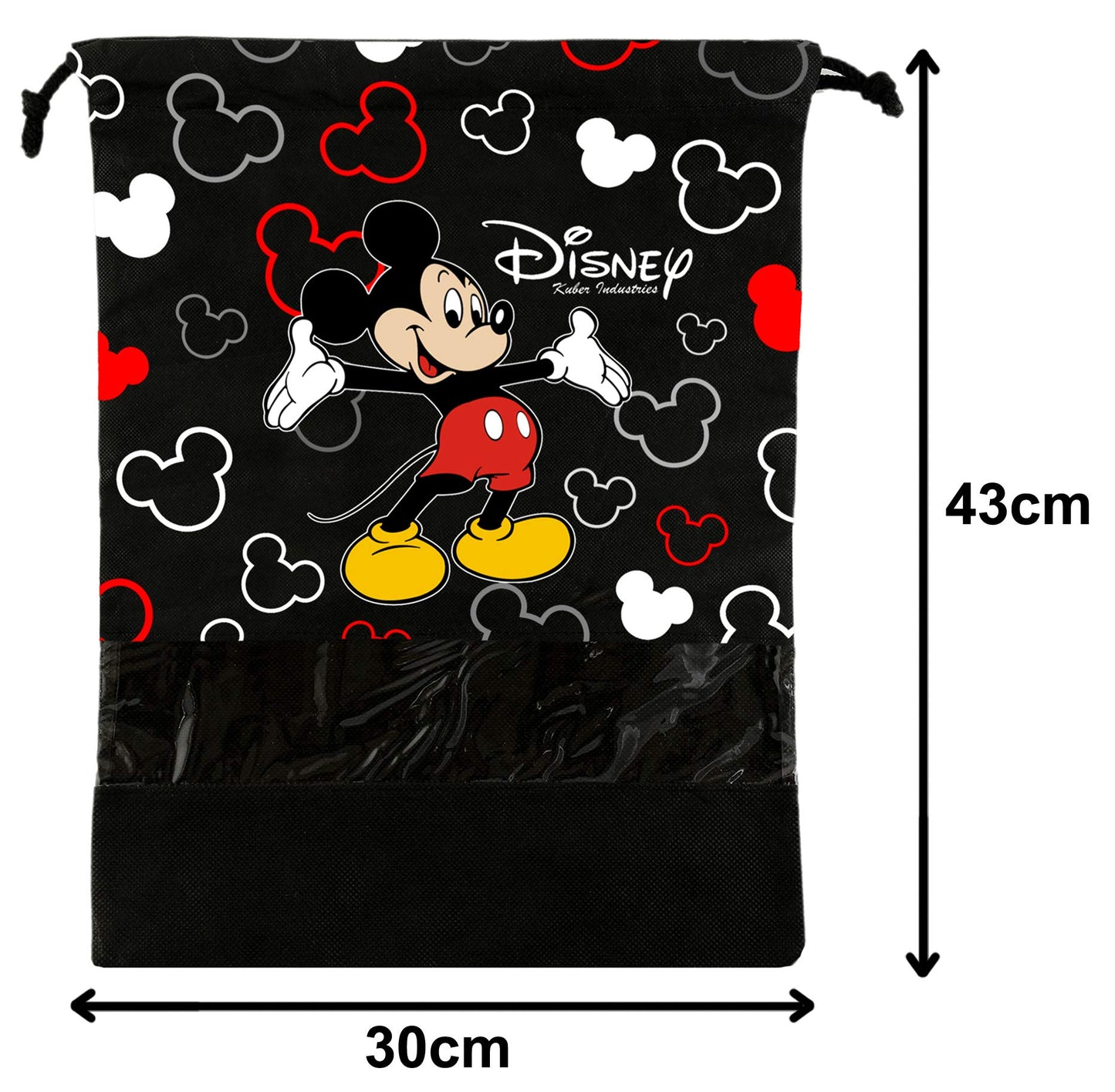 Kuber Industries Disney Mickey Print 6 Piece Non Woven Travel Shoe Cover, String Bag Organizer (Black) -HS_35_LUGGAGE17971