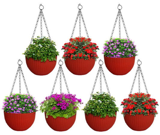 Kuber Plastic Hanging Flower Pot - colorful porch embellishment