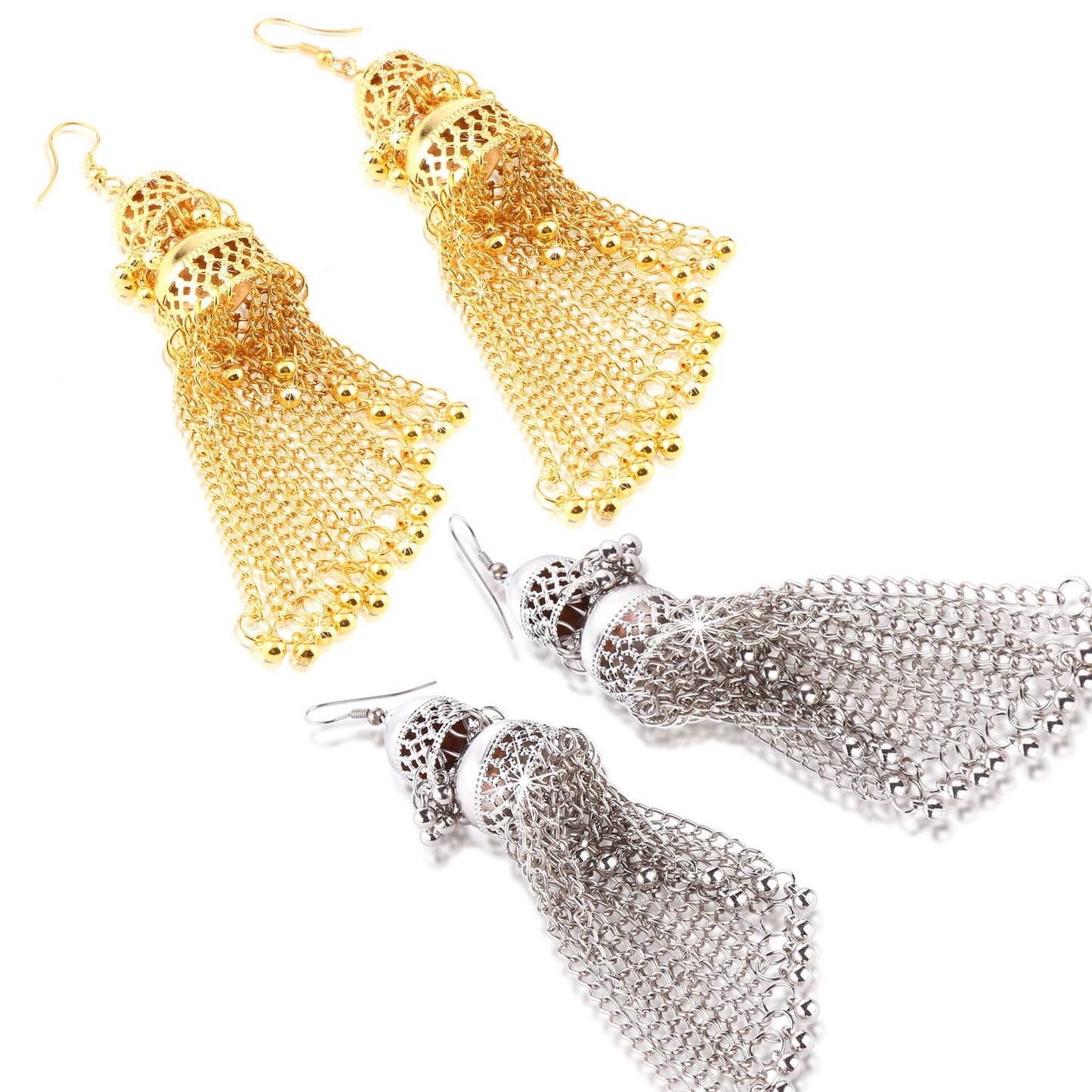 Yellow Chimes Jhumka Earrings - Traditional Indian Festivities