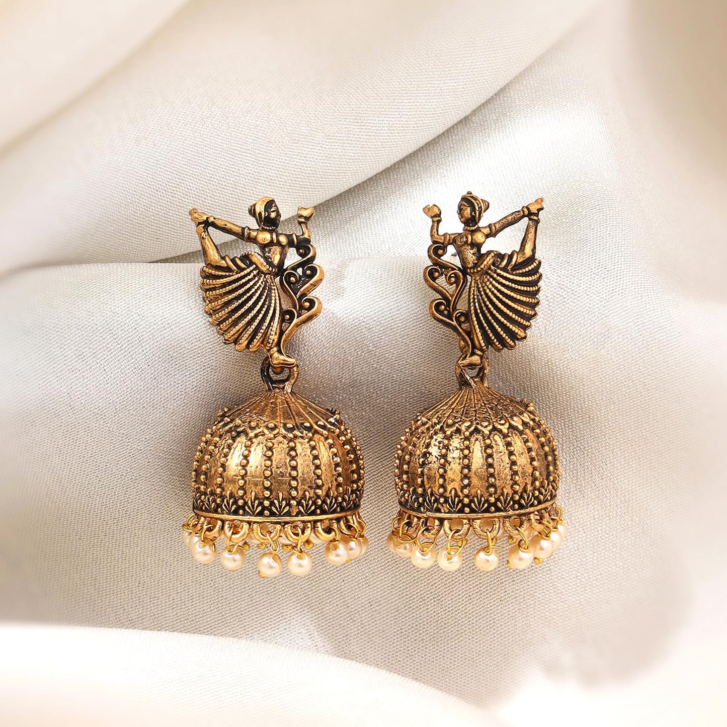 Yellow Chimes Oxidised Earrings - stylish addition to any outfit