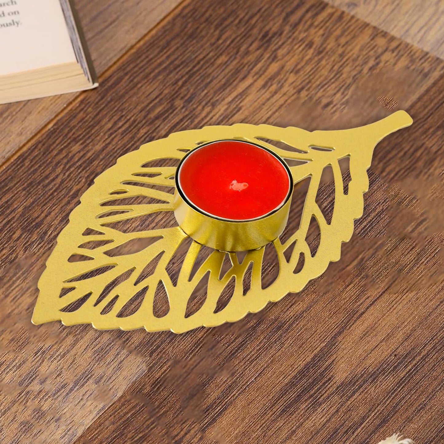 Small Leaf Shape Tealight Candle Holder | Diwali Decoration | Home Decor | Golden Color