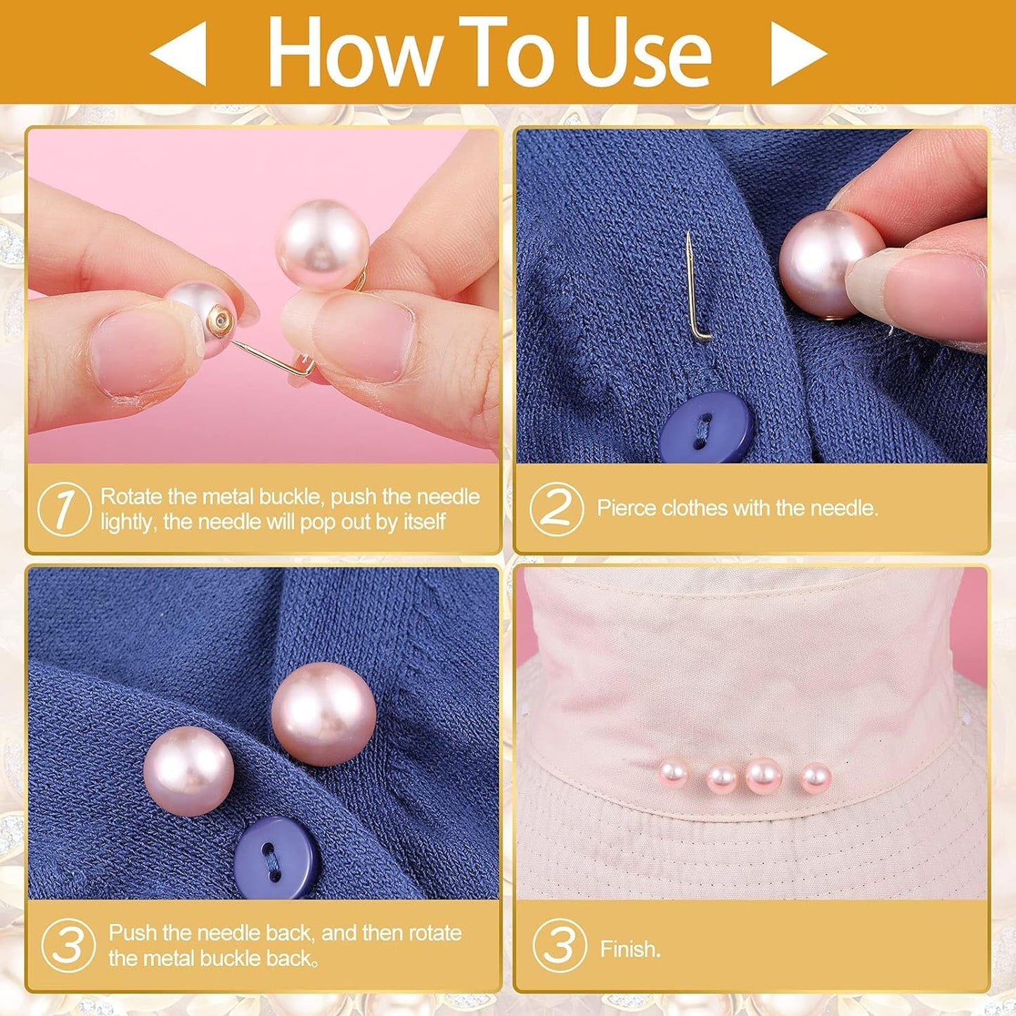 Yellow Chimes pearl pins - Elegant decoration for shawls