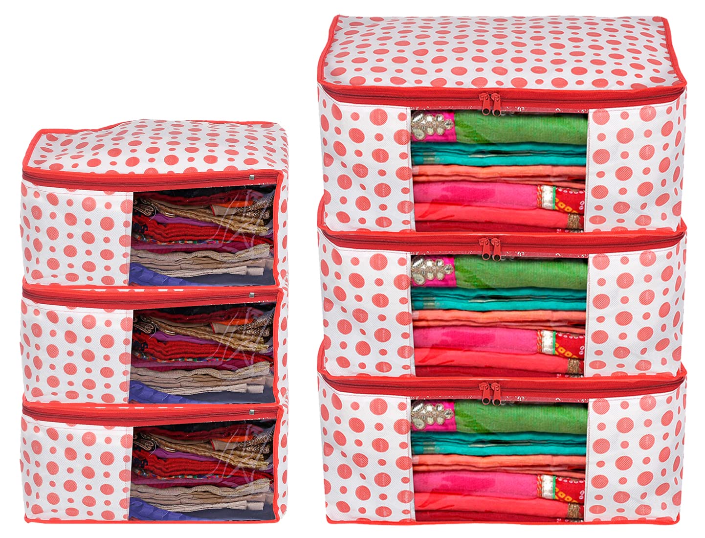 Pack of 6: Non-Woven Saree & Blouse Covers - Lightweight, Portable | Includes 6 Cloth Organizers | Pink