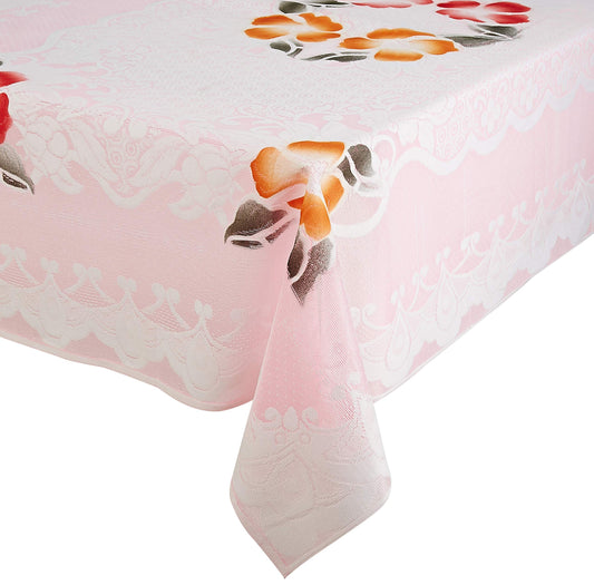 Center Table Cover - Wrinkle Resistant, Glossy Finish | 4 Seater | Rectangular | Pink
