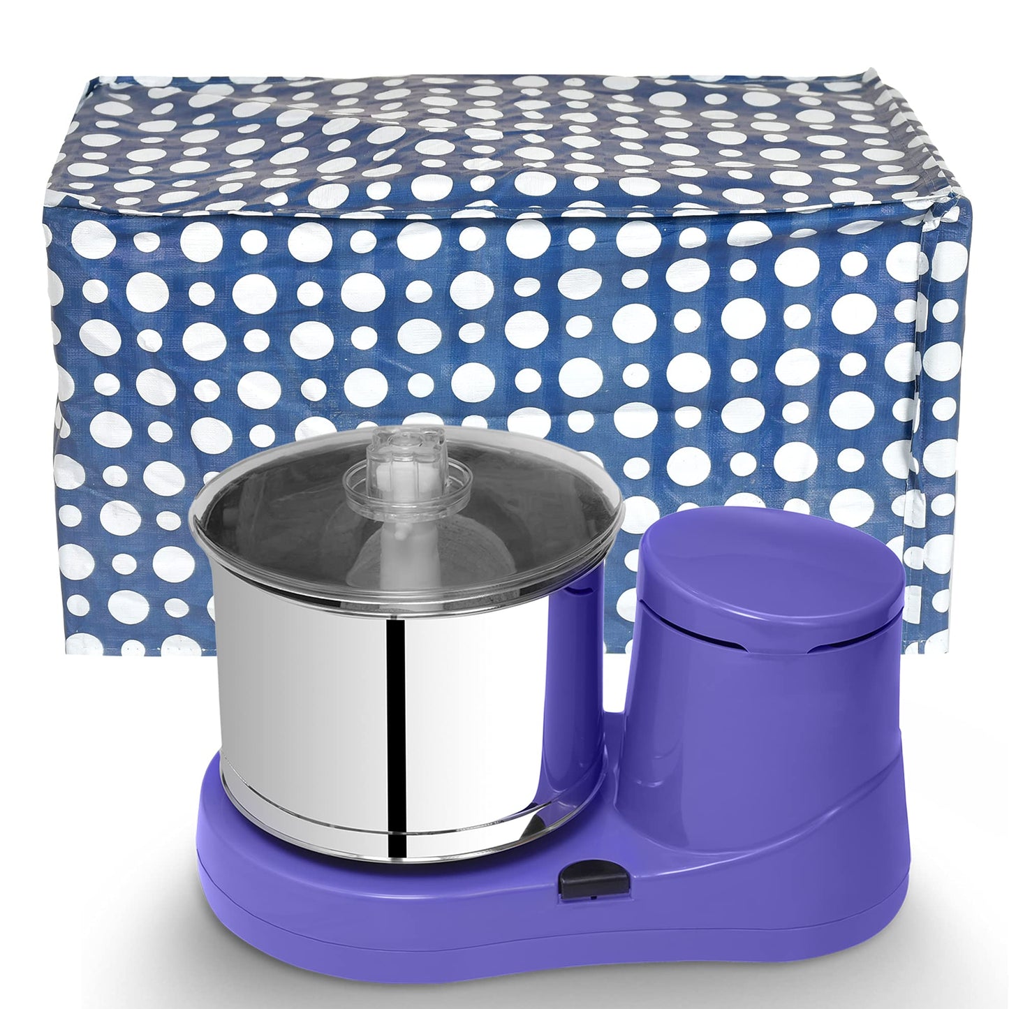 Kuber Industries Table Top Wet Grinder Cover|Dot Printed & Water/Dust Proof PVC Material|Cover for Mixer Grinder, Size 53 x 31 x 28 CM (Blue & White)-HS43KUBMART25701