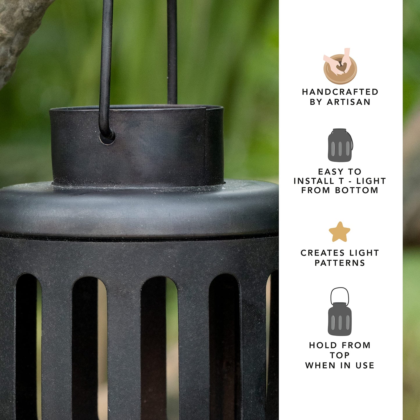 Ellementry Kuma Metal Round Lantern Set of 2 (with Tealight) | Candle Holder Stands for Balcony and Garden | Hanging Lamp for Home Decoration | Aesthetic Lalten for Vintage Christmas Decor and Gifts