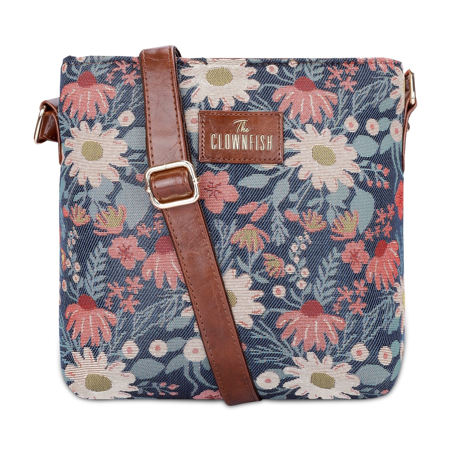 THE CLOWNFISH Linda Series Sling for Women Casual Ladies Single Shoulder Bag For Women Crossbody Bag for College Girls (Purple-Floral)