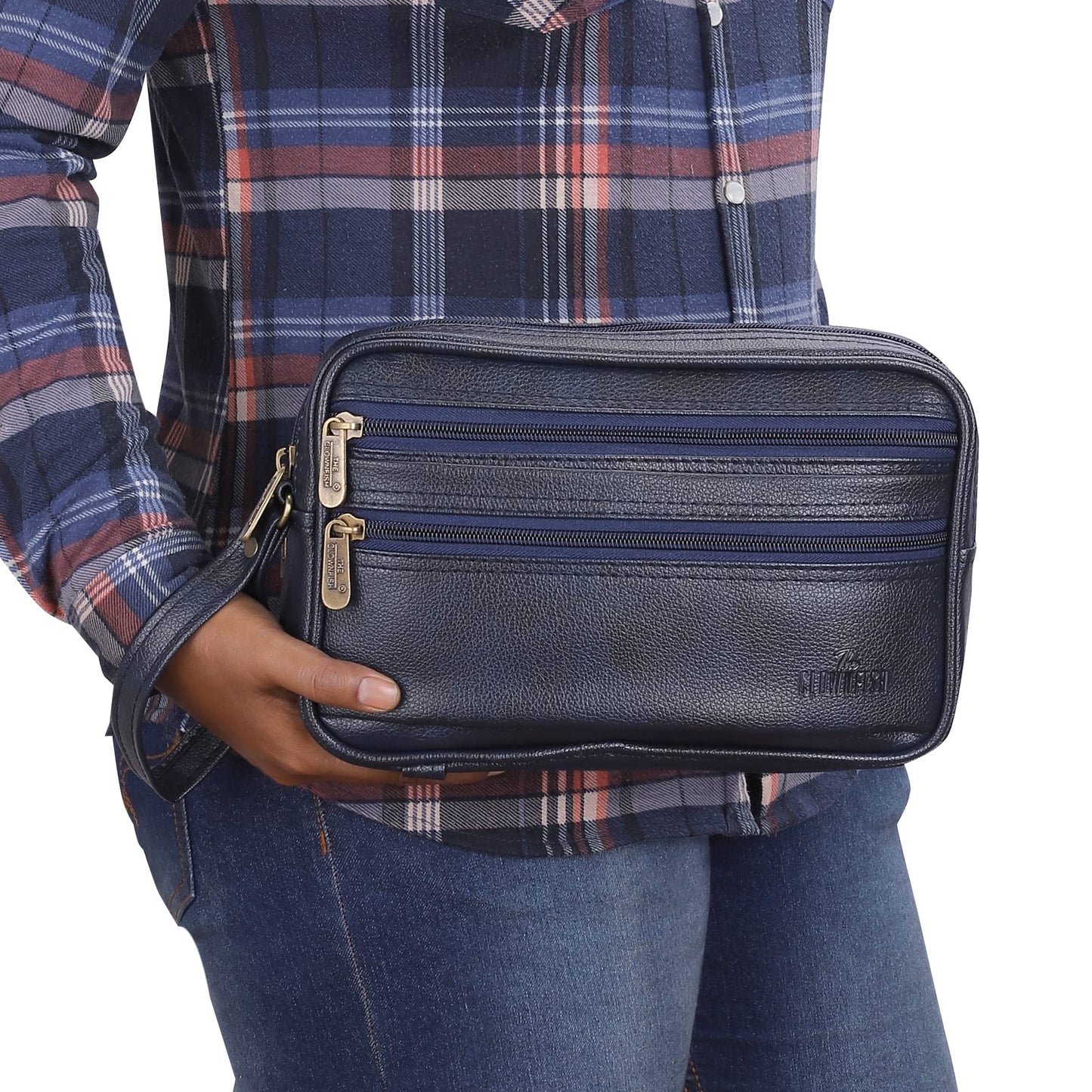 Travel Pouch: Multipurpose Cash & Coin Purse | Compact Design | 3 Compartments | Blue Color