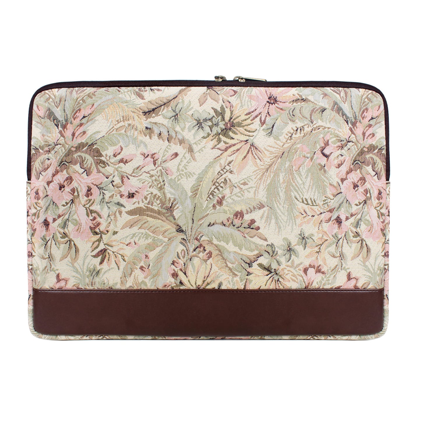 The Clownfish Python Faux Leather with Tapestry Fabric Unisex 15.6 inch Tablet Case Laptop Sleeve (Beige)