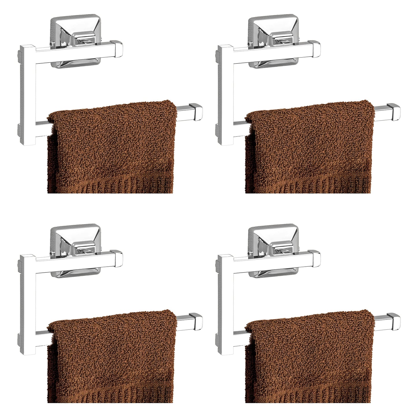 Plantex 304 Grade stainless steel Bathroom Napkin holder for washbasin/Hand towel hanger for kitchen/Towel holder/Bathroom accessories - Pack of 4 Squaro (Chrome)