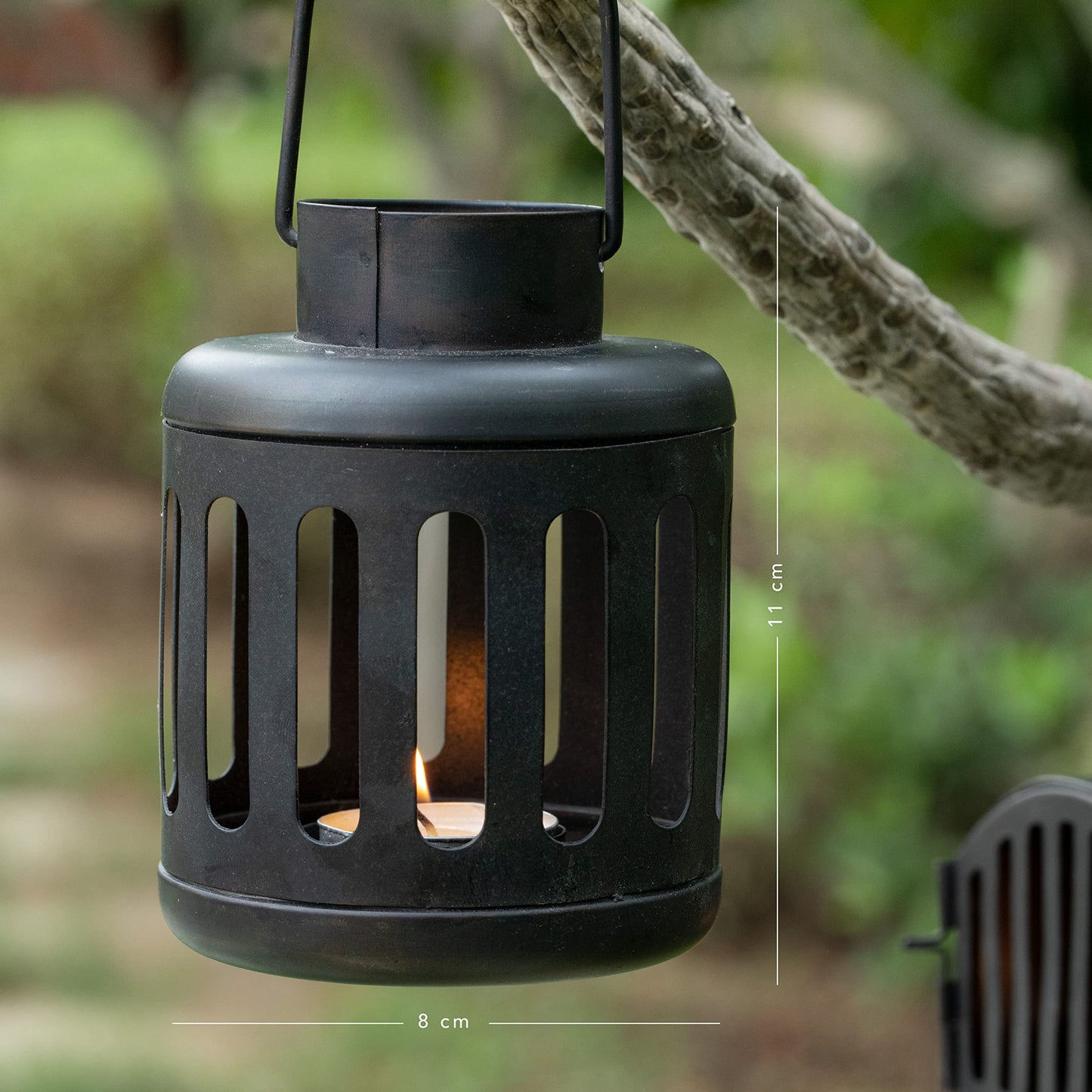 Ellementry Kuma Metal Round Lantern Set of 4 (with Tealight) | Candle Holder Stands for Balcony and Garden | Hanging Lamp for Home Decoration | Aesthetic Lalten for Vintage Christmas Decor and Gifts