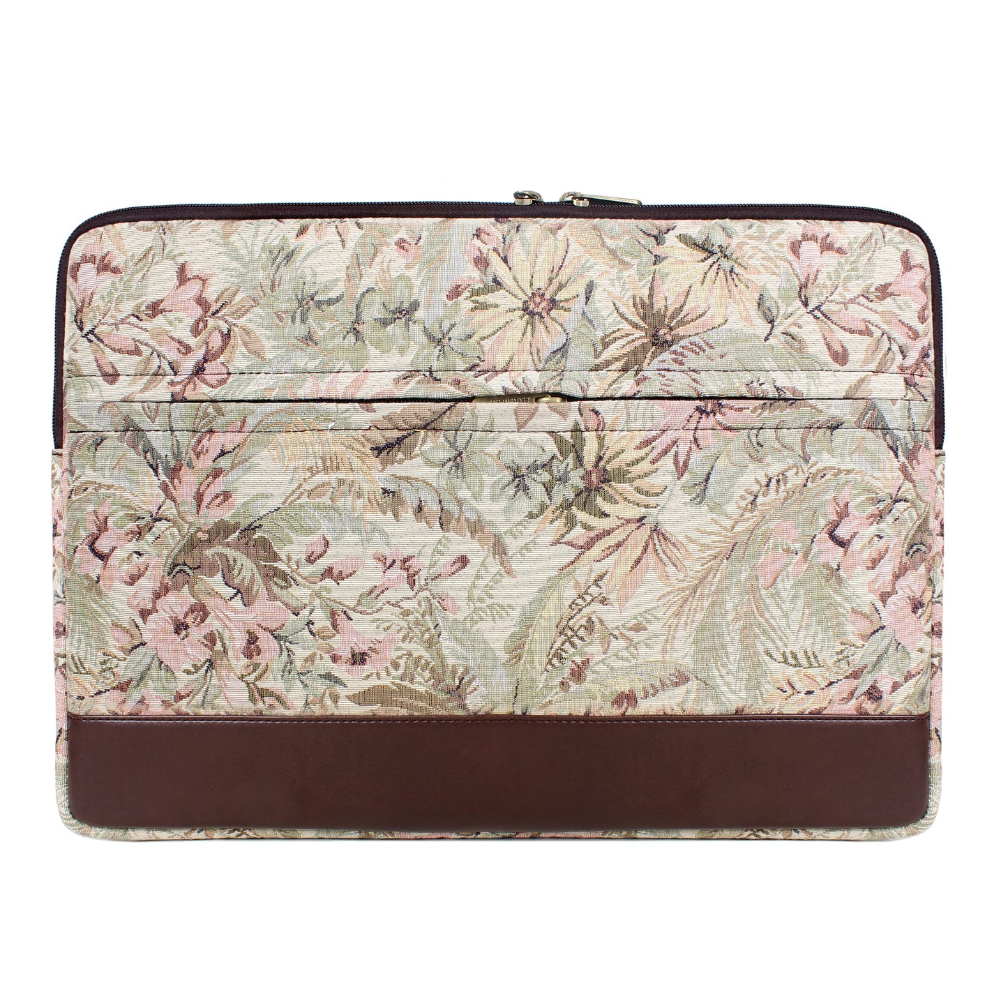 The Clownfish Python Faux Leather with Tapestry Fabric Unisex 15.6 inch Tablet Case Laptop Sleeve (Beige)