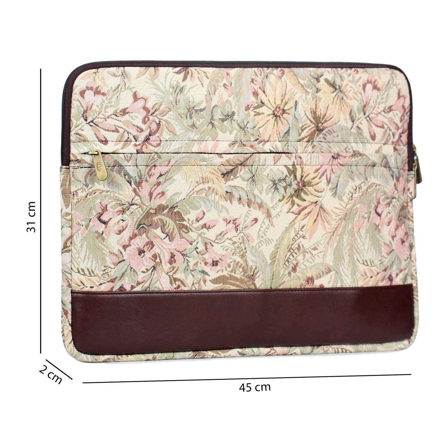 The Clownfish Python Faux Leather with Tapestry Fabric Unisex 15.6 inch Tablet Case Laptop Sleeve (Beige)