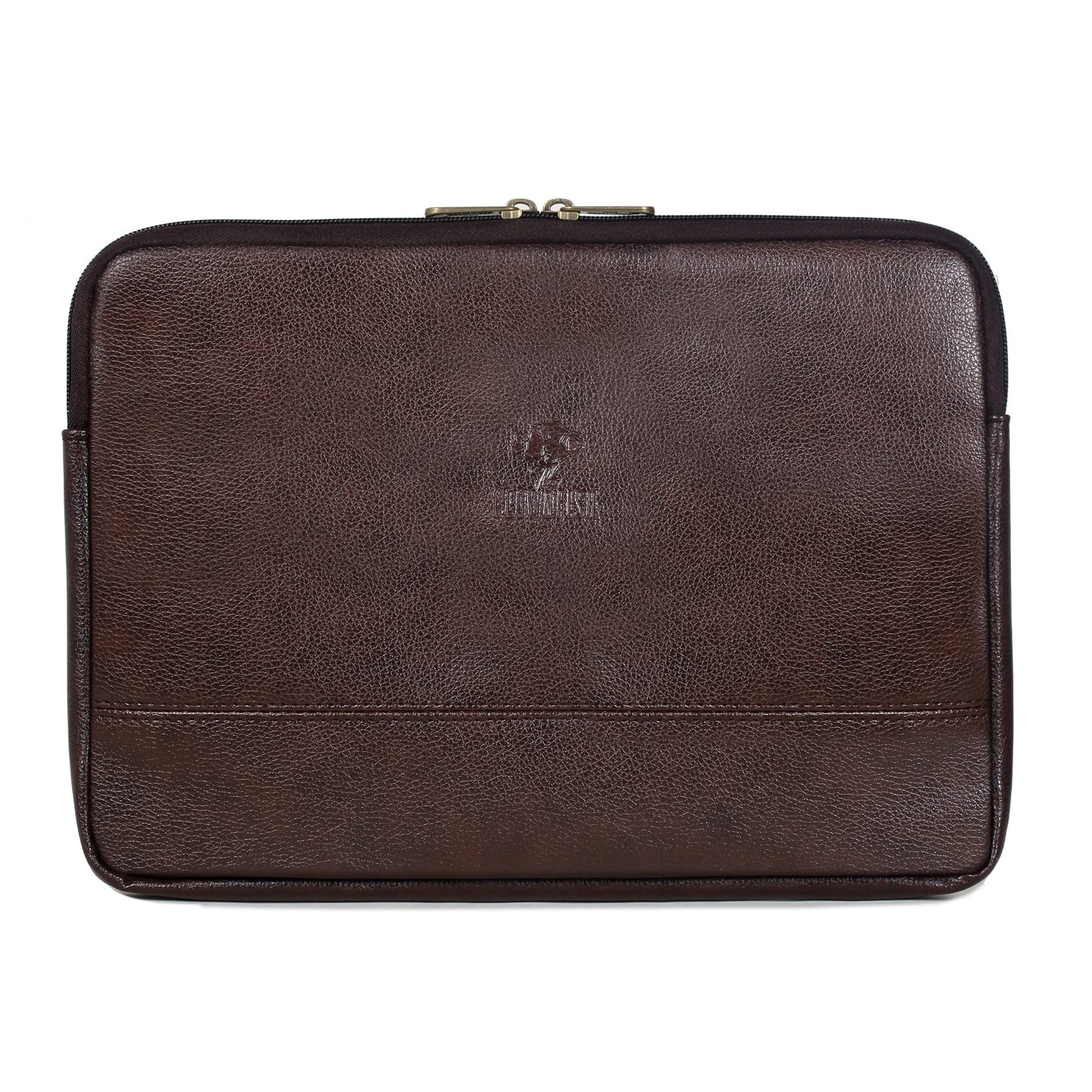 THE CLOWNFISH Pascal Faux Leather Unisex 14 Inch Classic Tablet Case Laptop Sleeve (Dark Brown)