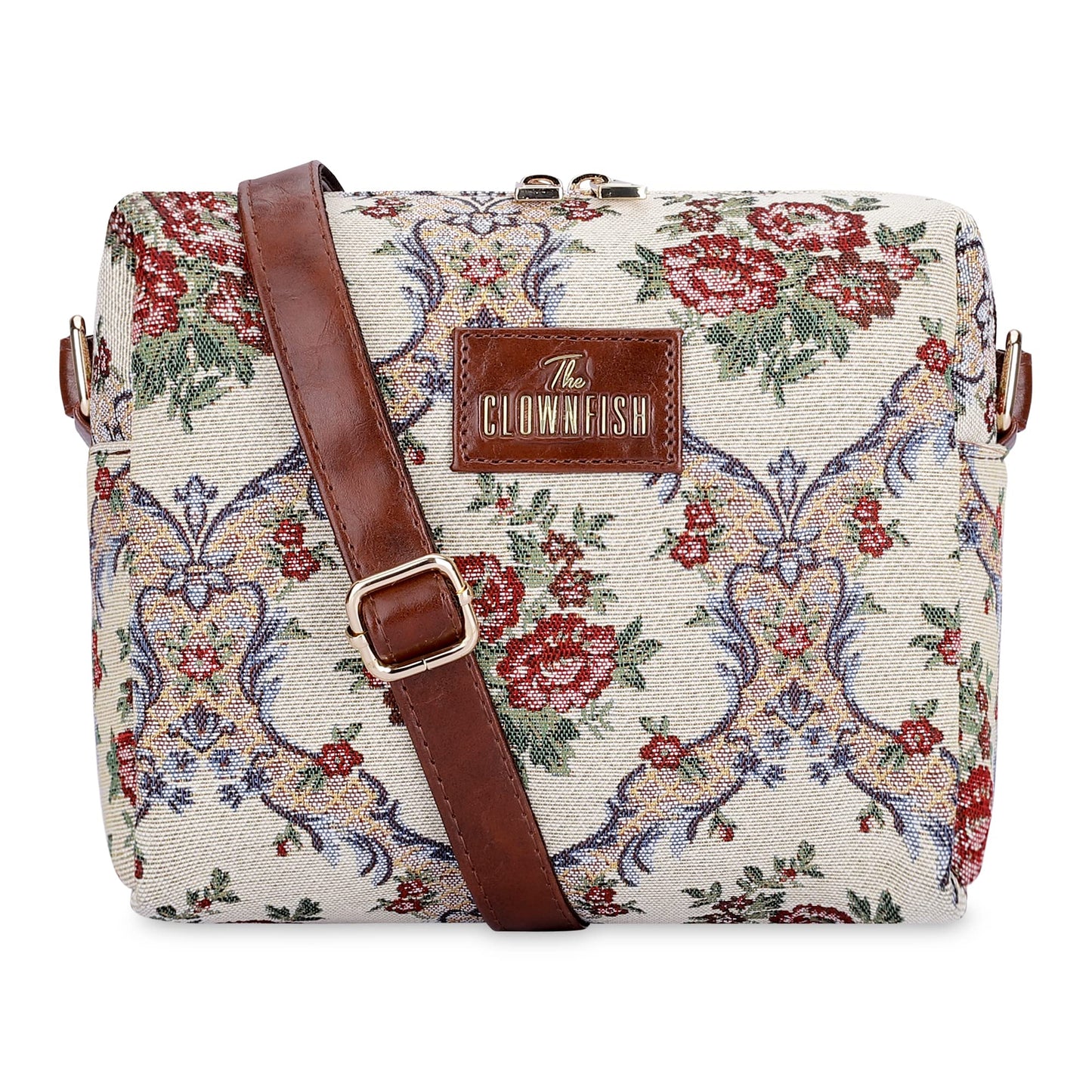 THE CLOWNFISH Adelina Sling Bag - Floral Pattern, Cell Phone Holder | Size M | Magenta Floral | Casual