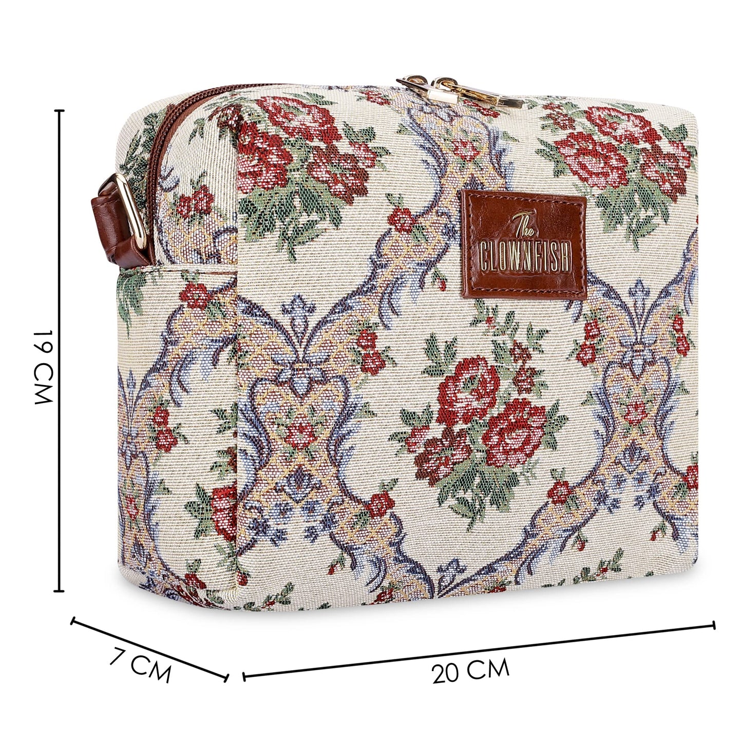 THE CLOWNFISH Adelina Sling Bag - Floral Pattern, Cell Phone Holder | Size M | Magenta Floral | Casual