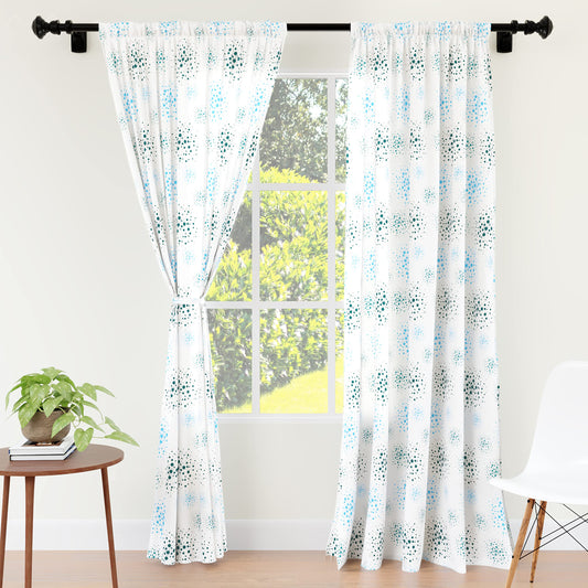 Pack of 2: Polyester Printed Long Door Curtains - Light Filtering, Tie Back | 9 ft | Blowball