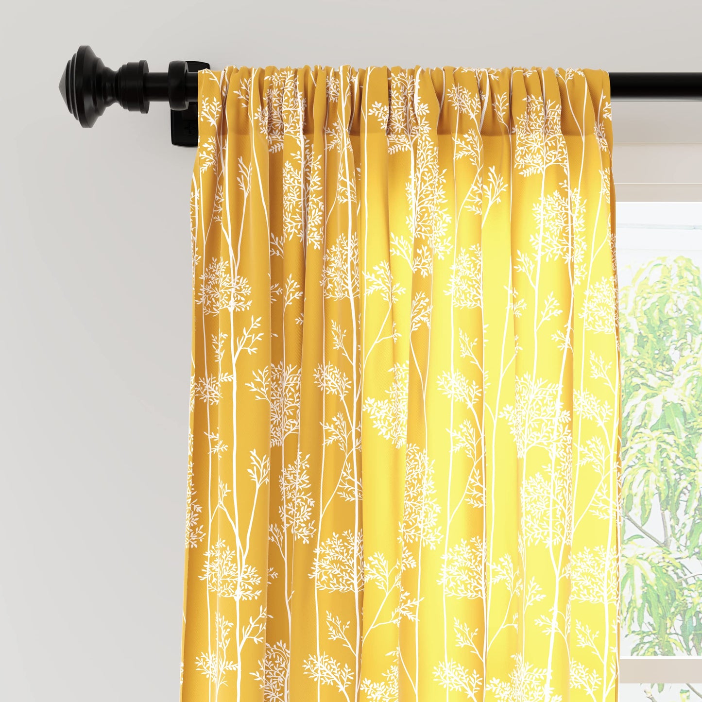 Pack of 2: Printed Window Curtains with Tie Back, Rod Pocket | Light-Filtering | 5 ft | Blotch Mango