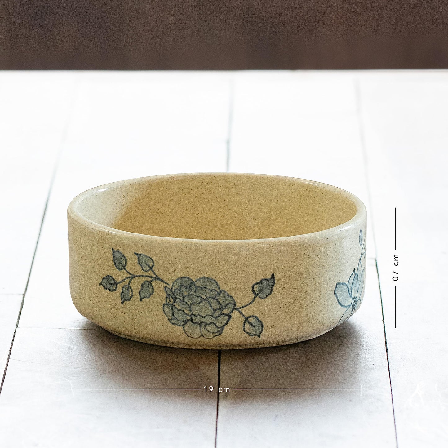 Ellementry Fiore Ceramic Salad Bowl (1200 ml) | Mixing Bowl & Serving Bowl | Eco-Friendly Microwave Safe Bowl | Ceramic Bowl for Cereal, Salad, Rice, Soup, Pasta & Snacks