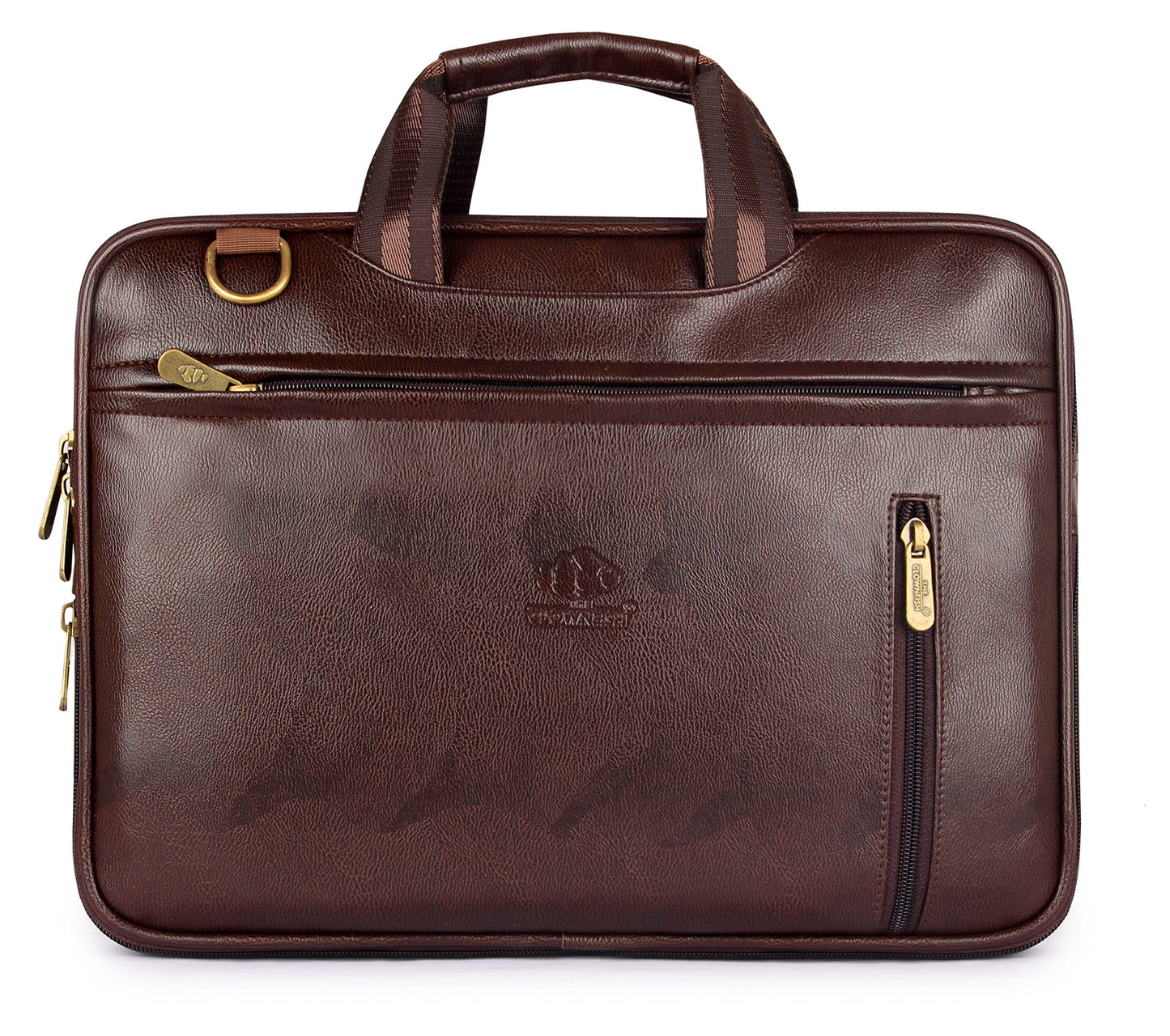 Elegant Laptop Bag - Water Resistant, Synthetic Leather | Adjustable Strap | Fits up to 15.6 inch | Brown