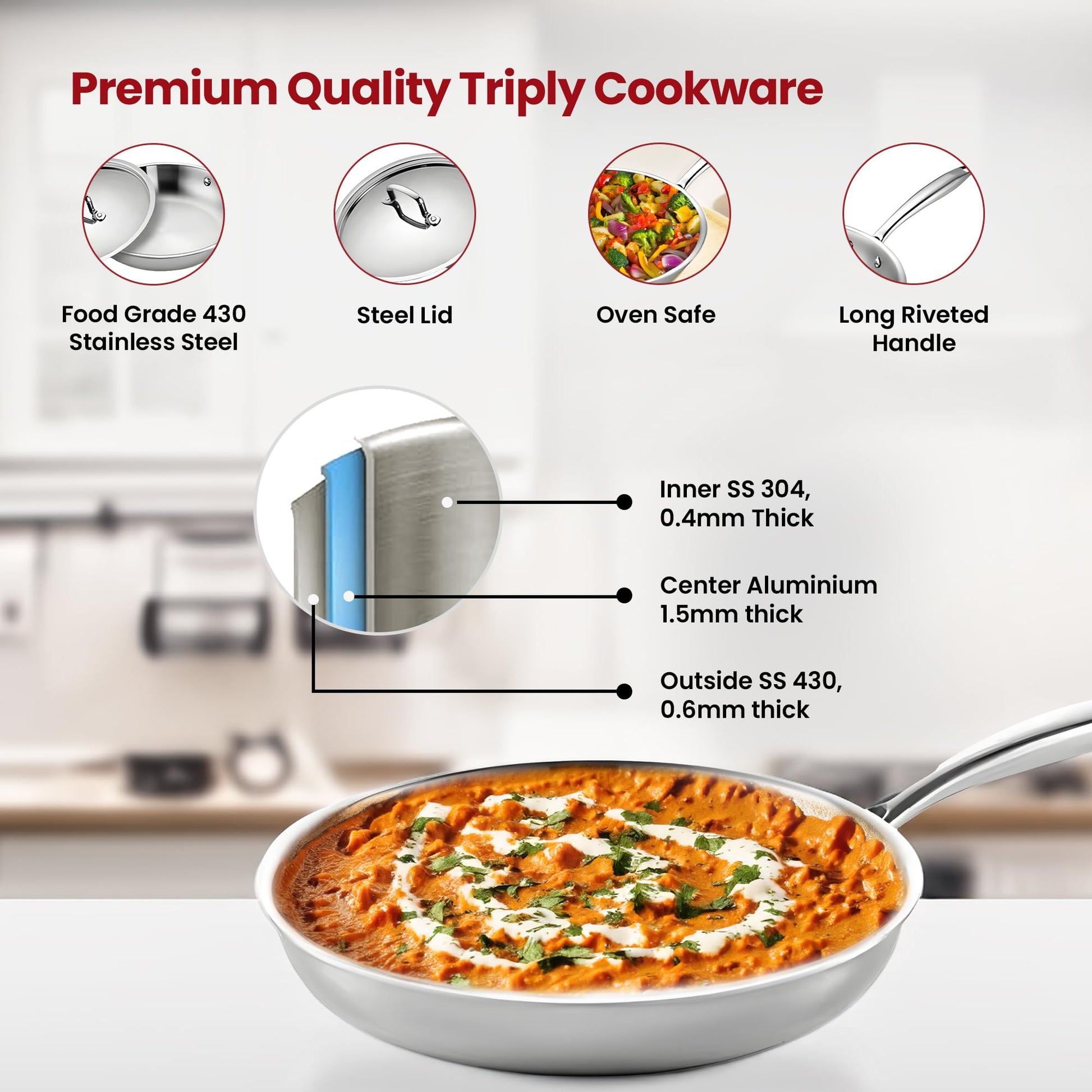Buy Triply Frying Pan with Lid NonStick, Durable Design The Better