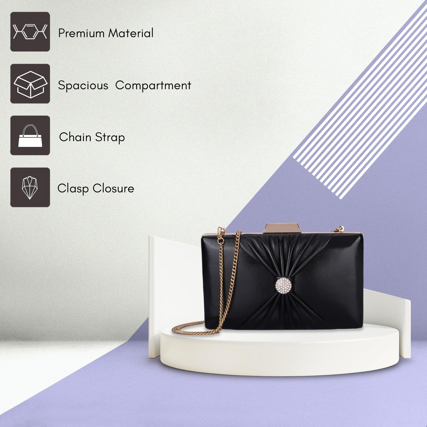 Clownfish Ritzy Black Clutch - Evening party use