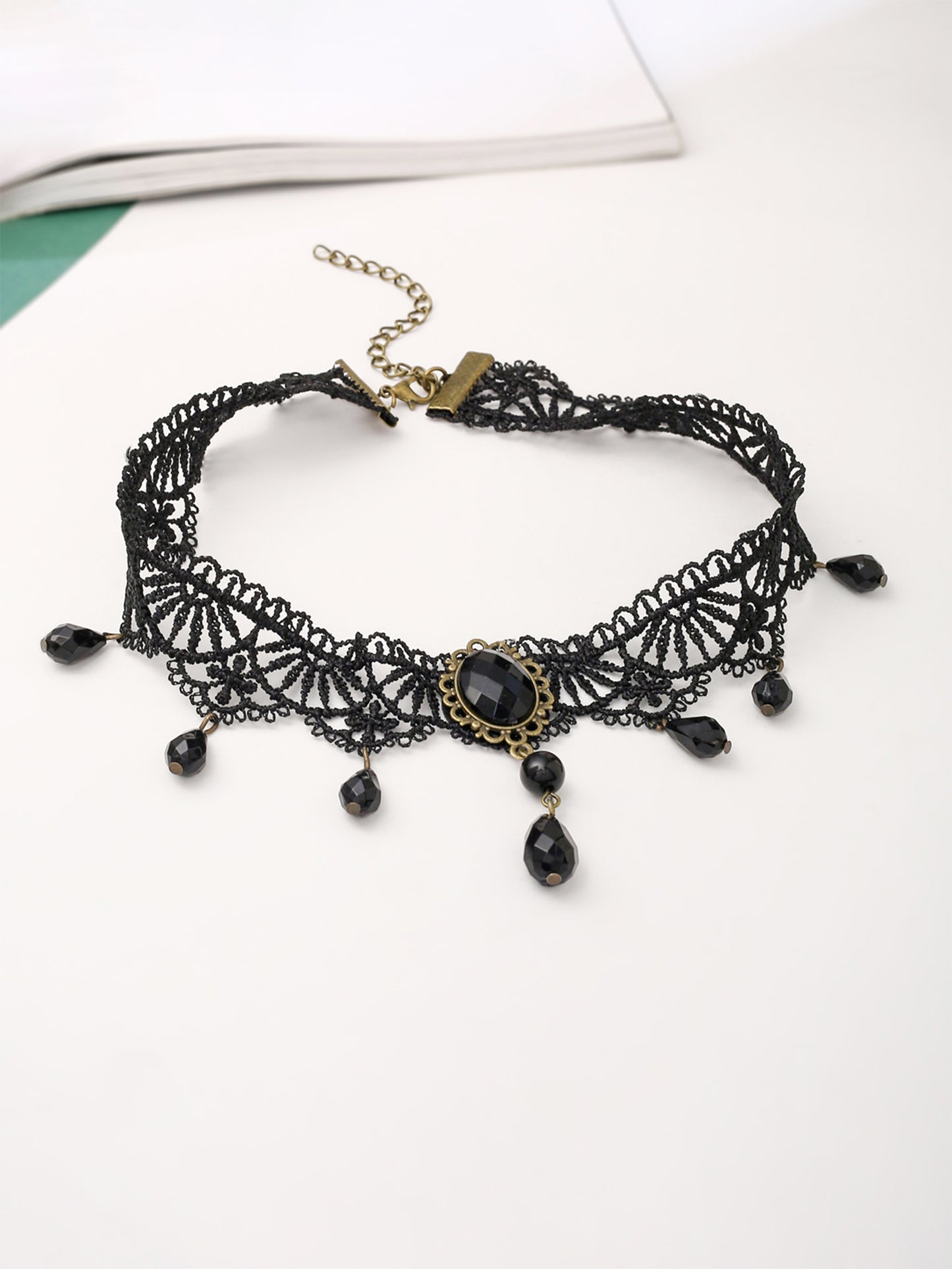 Yellow Chimes black choker necklace - elegant evening wear