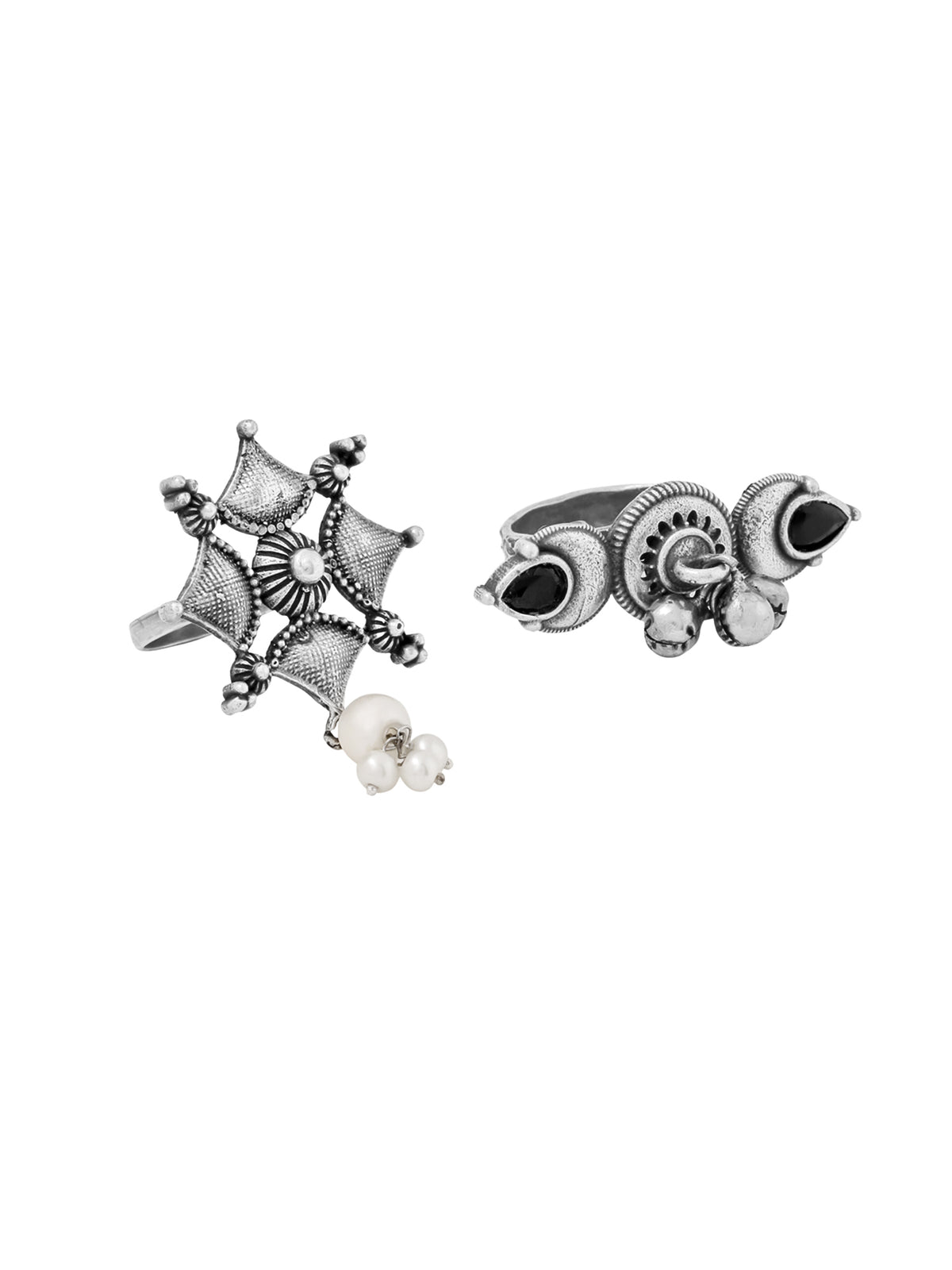 Yellow Chimes oxidised rings - lightweight finger accessories