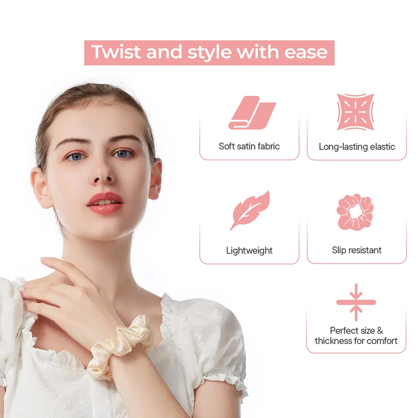 Prolixr Pink Satin Scrunchie - Stylish hair accessory for women